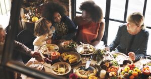 family feast dinner at home