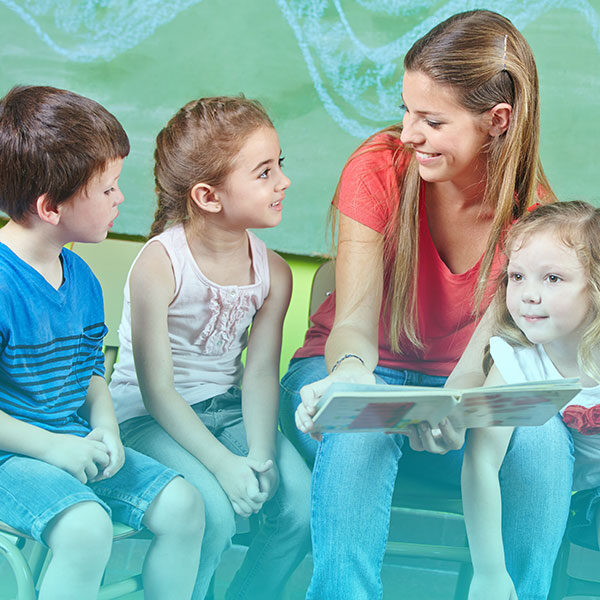 teacher with 3 children